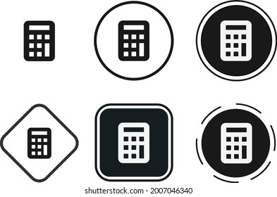 conjunto de iconos de calculadora. Colección de logotipo de esquema negro de alta calidad para diseño de sitios web y aplicaciones de modo oscuro móvil. Ilustración del vector sobre fondo blanco