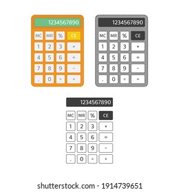 Calculator icon set in flat style. Electronic calculator isolated on white background. Flat design vector business counting device mock up for application interface and web design.