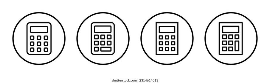 Calculator icon set illustration. Accounting calculator sign and symbol.