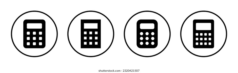 Calculator icon set illustration. Accounting calculator sign and symbol.