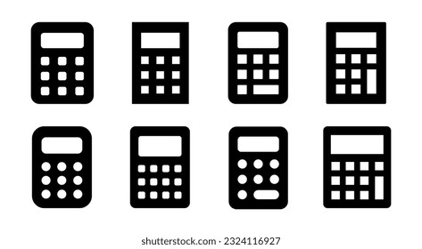 Calculator icon set illustration. Accounting calculator sign and symbol.