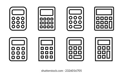 Calculator icon set illustration. Accounting calculator sign and symbol.