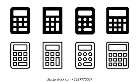 Calculator icon set illustration. Accounting calculator sign and symbol.