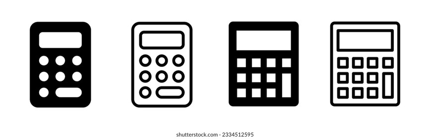 Calculator icon set illustration. Accounting calculator sign and symbol.