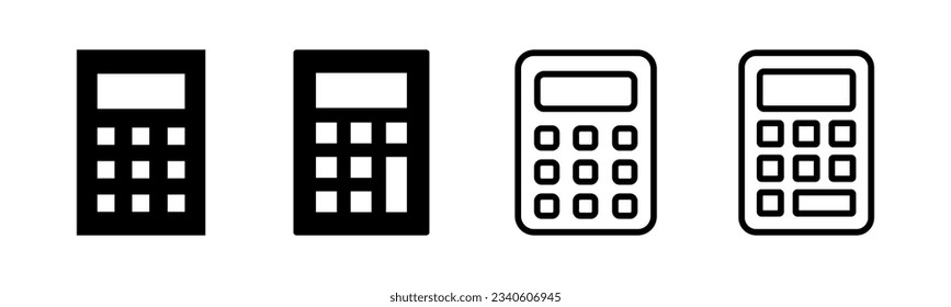 Calculator icon set illustration. Accounting calculator sign and symbol.