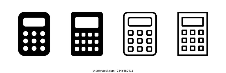Calculator icon set illustration. Accounting calculator sign and symbol.