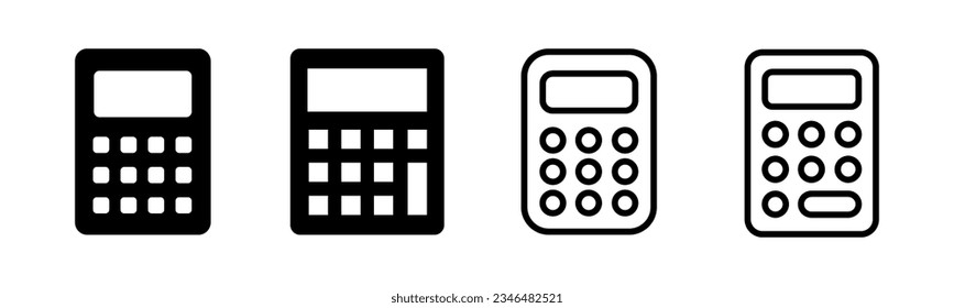 Calculator icon set illustration. Accounting calculator sign and symbol.