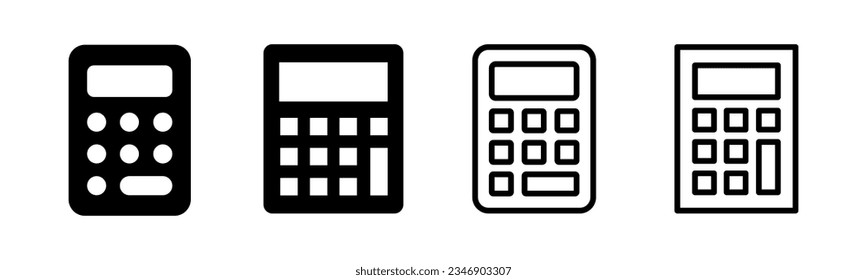 Calculator icon set illustration. Accounting calculator sign and symbol.