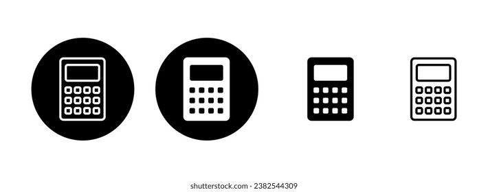 Calculator icon set illustration. Accounting calculator sign and symbol.