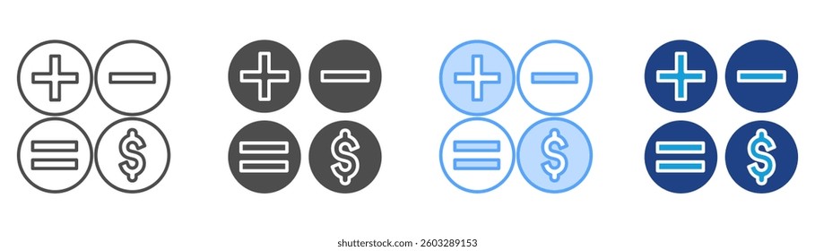 Calculator Icon Set Multiple Style Collection