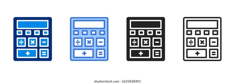 Calculator Icon Set Multiple Style Vector Illustration