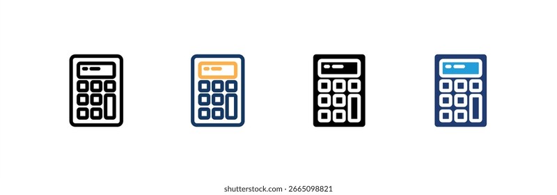 Calculator icon set multiple style collection. Vector illustration.