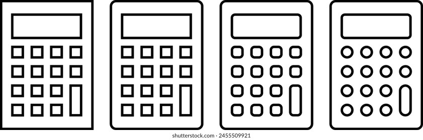 Calculator icon set with various shapes