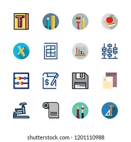 calculator icon set. vector set about invoice, finance book, abacus and floppy disk icons set.
