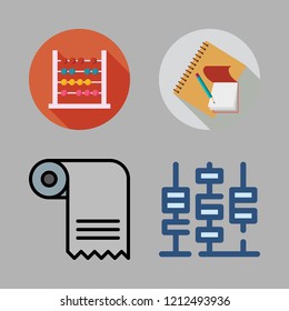 calculator icon set. vector set about school material, abacus and invoice icons set.