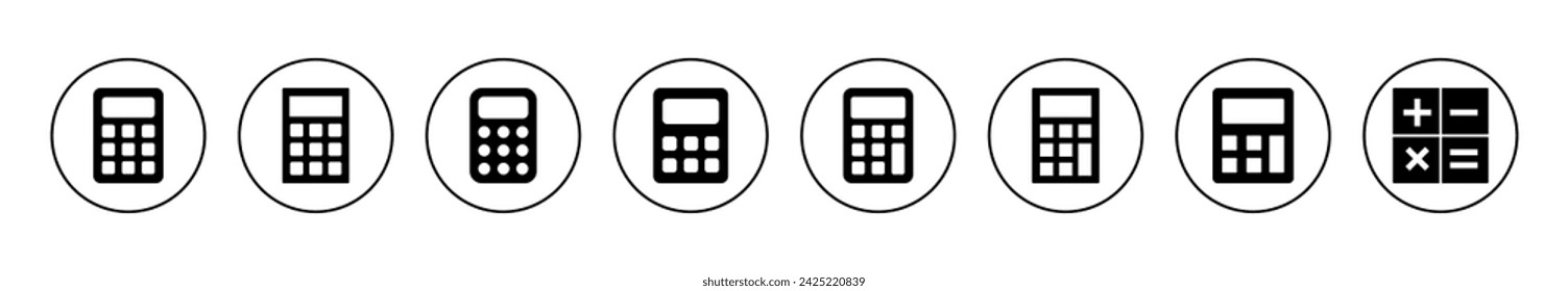 Vector de conjunto de iconos de calculadora. Signo y símbolo de la calculadora contable.