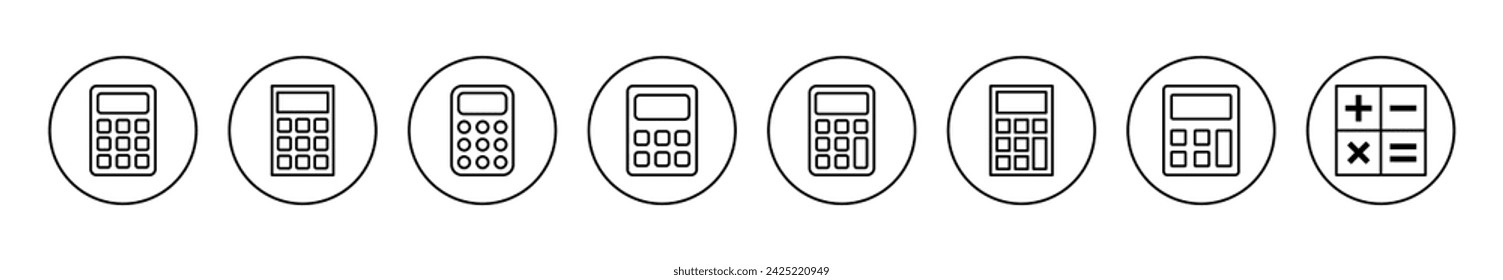 Calculator icon set vector. Accounting calculator sign and symbol.
