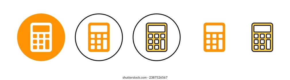 Icon-Set für den Rechner für die Web- und mobile App. Rechnungsrechner-Zeichen und -Symbol.