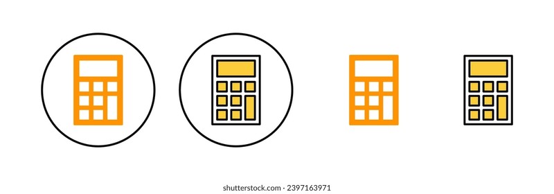 Icon-Set für den Rechner für die Web- und mobile App. Rechnungsrechner-Zeichen und -Symbol.