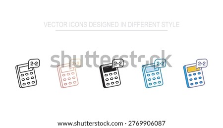 Calculator Icon Set Woth White Background