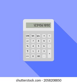 Calculator icon with shadow on blue background. Vector illustrator