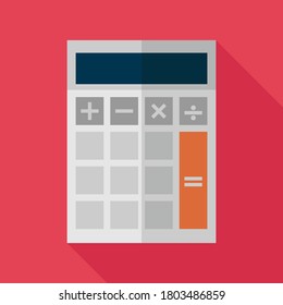 Calculator icon with shadow on a red background Eps10