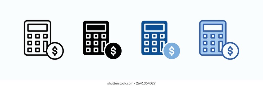 Calculator icon sheet multiple style collection isolated vector