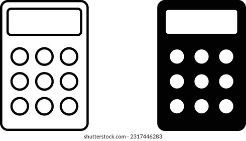 Calculator icon sheet, simple trendy flat style line and solid Isolated vector illustration on white background. For apps, logo, websites, symbol , UI, UX, graphic and web design. EPS 10.