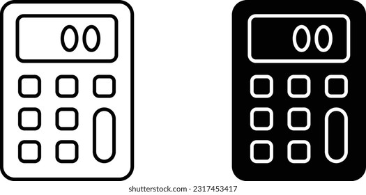 Hoja de iconos de la calculadora, línea de estilo plana simple y de diseño sólido Isolated vector ilustración sobre fondo blanco. Para aplicaciones, logotipo, sitios web, símbolo , UI, UX, gráfico y diseño web. EPS 10.