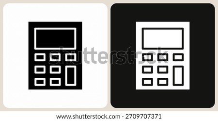 Calculator icon in simple glyph style, shown in black on white and white on dark.