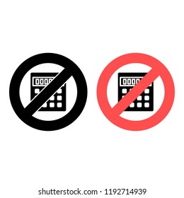 Calculator ban, prohibition icon. Simple glyph vector of web set for UI and UX, website or mobile application