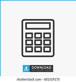 calculator icon. simple outline calculator vector icon. on white background.