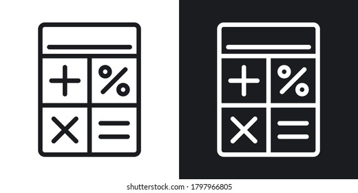 Calculator icon. Simple two-tone vector illustration on black and white background