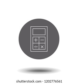 Calculator icon. Single high quality outline symbol for web design or mobile app. Thin line sign for design logo. Outline pictogram on white background