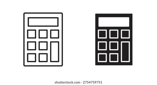 Calculator icon style design pack on white background. Thin line and clipart style