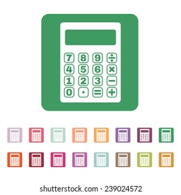 The calculator icon. Calculator symbol. Flat. Vector illustration. Button Set
