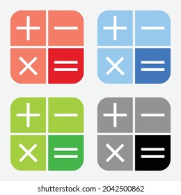 Calculator icon or symbol set in flat style design for website design, app, UI, isolated on white background. Mathematics icon, Math icon. EPS 10 vector illustration.