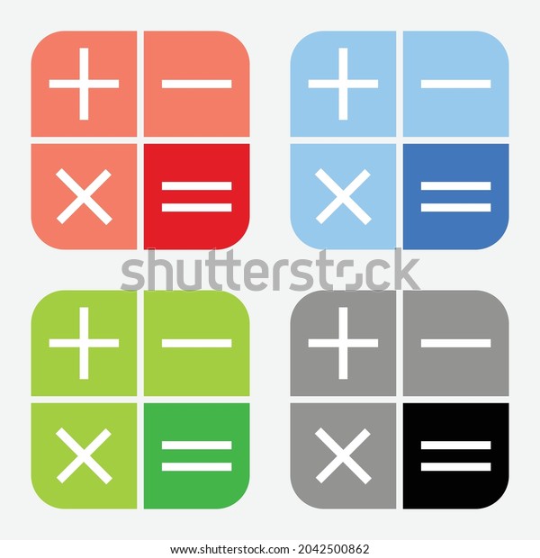 Calculator icon or symbol set in\
flat style design for website design, app, UI, isolated on white\
background. Mathematics icon, Math icon. EPS 10 vector\
illustration.