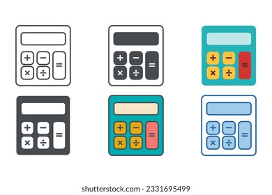 Plantilla de símbolo del icono de la calculadora para la ilustración vectorial de la colección de diseño gráfico y web