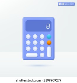 Calculator icon symbols. accounting, finance analytics, budget, math device concept. 3D vector isolated illustration design. Cartoon pastel Minimal style. You can used for design ux, ui, print ad.