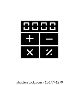 Calculator icon template in black flat design on white background, Calculator symbol vector sign isolated on white background illustration for graphic and web design