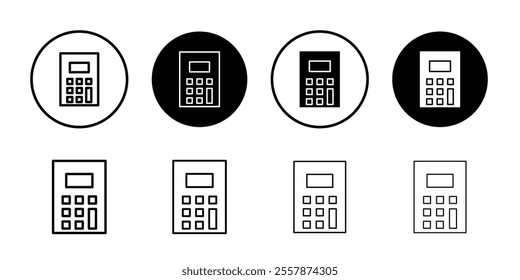 Calculator icon Thin line vector illustration set