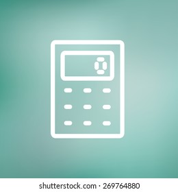 Calculator icon thin line for web and mobile, modern minimalistic flat design. Vector white icon on gradient mesh background.