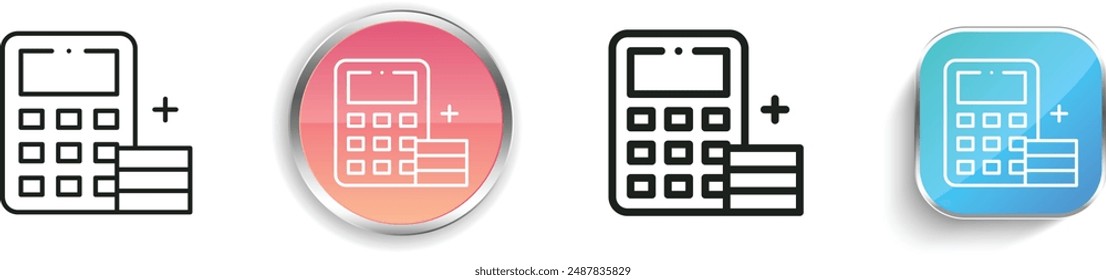 calculator icon. Thin Linear, Regular and Button Style Design Isolated On White Background