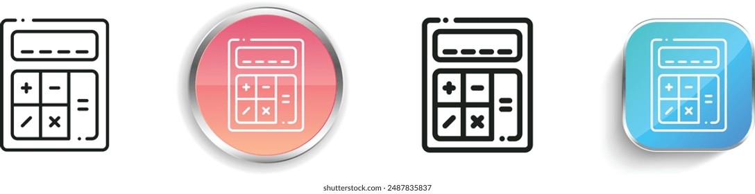 calculator icon. Thin Linear, Regular and Button Style Design Isolated On White Background