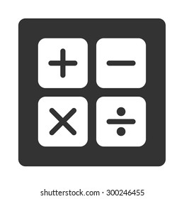 Calculator icon. This flat rounded square button uses white and gray colors and isolated on a white background.