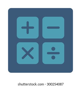Calculator icon. This flat rounded square button uses cyan and blue colors and isolated on a white background.