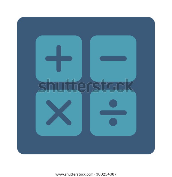 Calculator icon. This\
flat rounded square button uses cyan and blue colors and isolated\
on a white\
background.