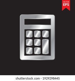 Calculator icon in trendy silver style isolated on black background. Business and Offices symbol for your web site design, logo, app, UI. Eps10 vector illustration.