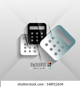 Calculator icon vector 3d paper design